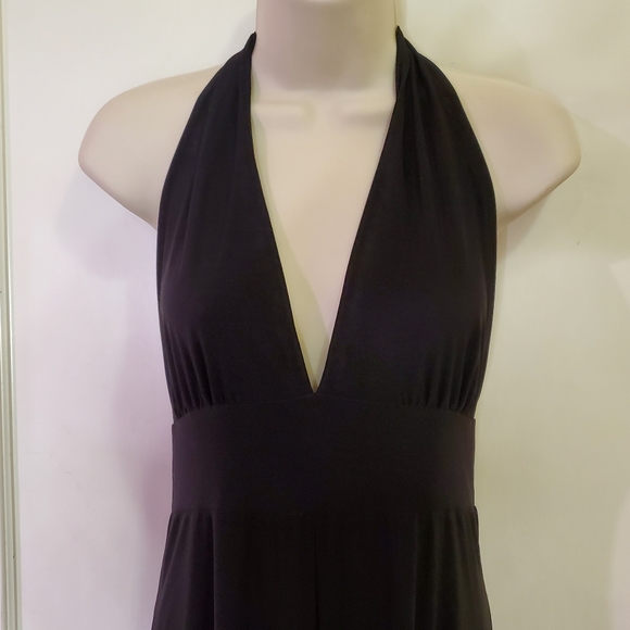 🌺JMode Black Halter Deep Plunge V-Neckline Wide Leg Jumpsuit, Large🌺 - Picture 2 of 8